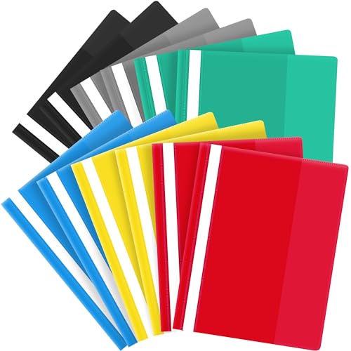 Schnellhefter Set Bunt, Hefter mit Beschriftungsfeld A4 Transparente Decke Flexibler Softcover-Ordner Mehrfarbig für Schule Büro und zu Hause 12PCS von Jeesblsy