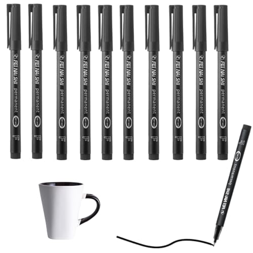 10 Permanentmarker mit feiner Spitze, Schwarz Schwarz Marker Stift Mehrzweck-Schwarz Permanent Building Marker Stifte mit schnell trocknender Tinte, perfekt zum Kritzeln und Markieren auf Kunststoff, 10 Permanentmarker mit feiner Spitze, Schwarz Schwarz Marker Stift Mehrzweck-Schwarz Permanent Building Marker Stifte mit schnell trocknender Tinte, perfekt zum Kritzeln und Markieren auf Kunststoff, von Jeeshvan