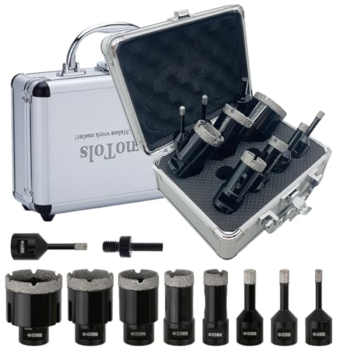 10PCs Family Daily Used Dry Diamond Core Drill Bit Kit,6/6/8/10/20/25/35/40/50mm Drill Bits & 1Pc Adapter, M14 Gewinde for Ceramic Tile Marble Porcelain.Hole Saw Diamond Drill Bit Set Tool Box 10PCs Family Daily Used Dry Diamond Core Drill Bit Kit,6/6/8/10/20/25/35/40/50mm Drill Bits & 1Pc Adapter, M14 Gewinde for Ceramic Tile Marble Porcelain.Hole Saw Diamond Drill Bit Set Tool Box von JeeynoTols