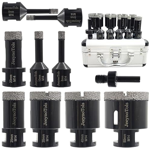 10PCs Family Daily Used Dry Diamond Tile Bits Set,6/6/8/10/20/25/35/40/50mm Drill Bits & 1Pc Adapter,für Keramik,Fliesen,Marmor,Porzellan M14 Gewinde, Kernbohrer, Dry Tile Drill,title tools,tilesaw 10PCs Family Daily Used Dry Diamond Tile Bits Set,6/6/8/10/20/25/35/40/50mm Drill Bits & 1Pc Adapter,für Keramik,Fliesen,Marmor,Porzellan M14 Gewinde, Kernbohrer, Dry Tile Drill,title tools,tilesaw von JeeynoTols