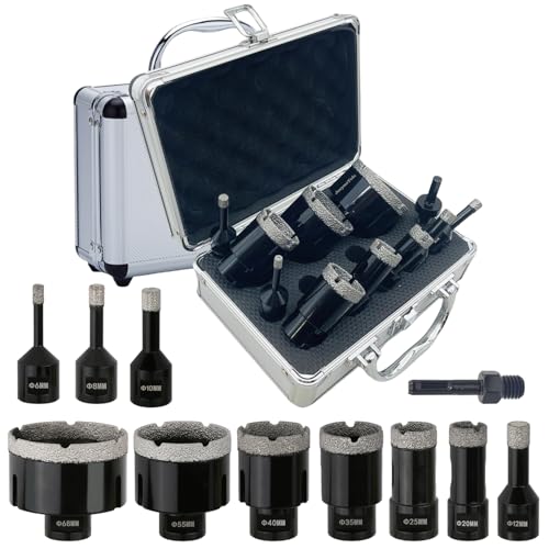 11PCs Daily Diamond Tile Drills Set,6/8/10/12/20/25/35/40/55/68mm Drill Bits & Hex Shank Adapter,M14 Thread for Ceramic Tile Marble Porcelain,Tool Box Title Tools Tilesaw Diamond core drill bits 11PCs Daily Diamond Tile Drills Set,6/8/10/12/20/25/35/40/55/68mm Drill Bits & Hex Shank Adapter,M14 Thread for Ceramic Tile Marble Porcelain,Tool Box Title Tools Tilesaw Diamond core drill bits von JeeynoTols
