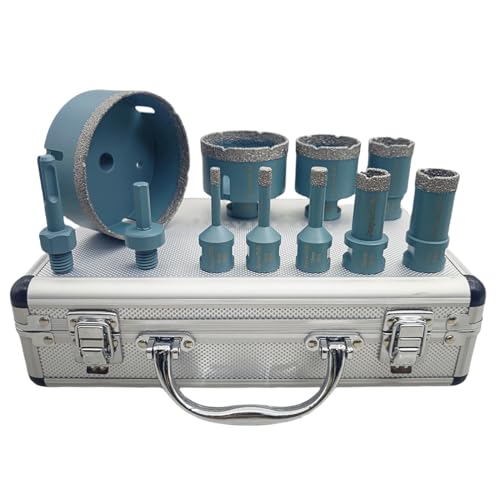 11PCs Diamond Core Drill Kit,9PCs(6/8/10/20/25/35/50/68/100mm) Diamond Drill Bits,Tool Box & Adapters For Porcelain Ceramic Tile Granite Marble Masonry Stone With M14 Thread,Tile Bit Title Tools von JeeynoTols