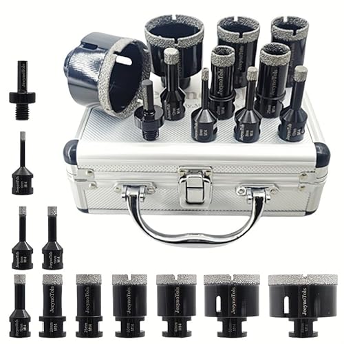 11PCs Dry Diamond Tile Drill Bits Kit, 6/8/10/12/20/25/ 35/40/55/68mm Drill Bits & Hex Shank Adapter, For Ceramic Marble Porcelain With M14 Thread, Tile Tools Tool Box For Men 11PCs Dry Diamond Tile Drill Bits Kit, 6/8/10/12/20/25/ 35/40/55/68mm Drill Bits & Hex Shank Adapter, For Ceramic Marble Porcelain With M14 Thread, Tile Tools Tool Box For Men von JeeynoTols