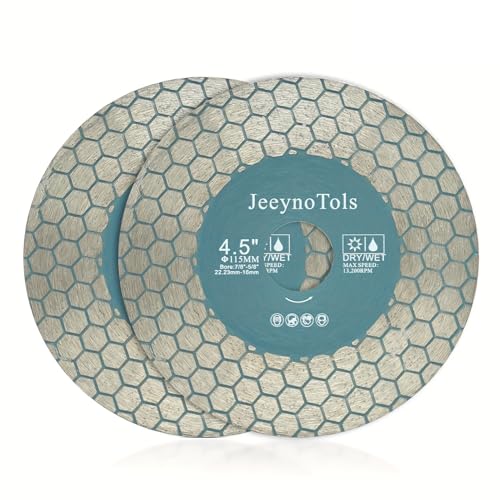 2PCs 4.5"(115mm) Diamond Grinding Disc, Dual Coated Tile Saw Blade Arbor 7/8"-5/8" For Grinding, Polishing, Cleaning Surface Granite, Concrete, Stone, Cement, Marble,Tile Diamond Saw Blade von JeeynoTols