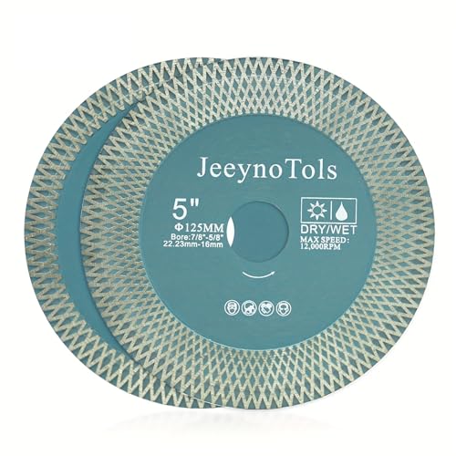 2PCs 5"(125mm) Diamond Grinding Disc - Dual Coated Tile Saw Blade With X Teeth Arbor 7/8"-5/8" For Grinding, Polishing, Cleaning Surface Granite, Concrete, Stone, Cement, Marble, Hole Saw Drill Bit von JeeynoTols