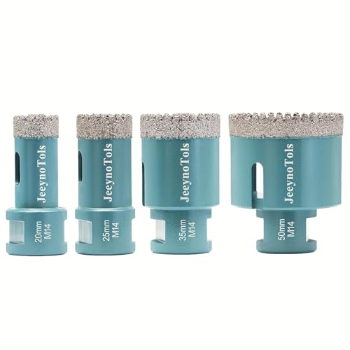 4pcs Toothed Brazing Diamond Drill Bit Kit (20/25/35/50mm) Tile Hole Saws Set M14 Thread For Porcelain Ceramic Granite Marble Masonry, Hole Saw Drill Bit, Tile Drill Bits, Tile Bit von JeeynoTols
