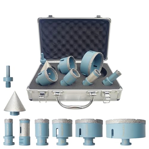8PCs Higher Quality Diamond Core Drill Bit Kit (20/35/50/68/100mm Drill Bits+25mm Drill Milling Bit+50mm Beveling Chamfer Bit+HEX Adapter) For Ceramic Tile Marble Porcelain With M14 Thread von JeeynoTols