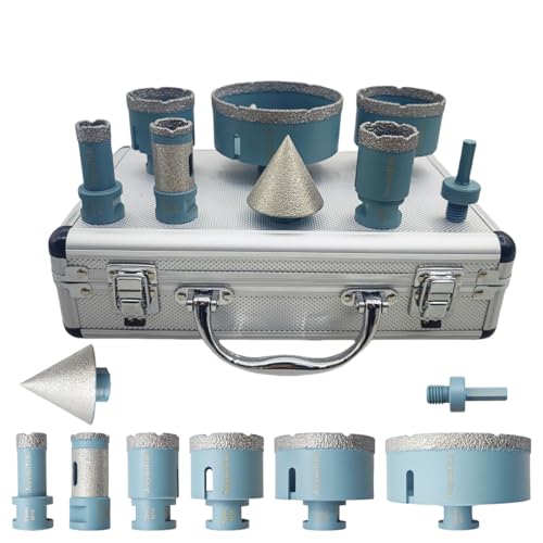 8PCs Higher Quality Hole Saw Diamond Bit Kit (20/35/50/68/100mm Drill Bits+25mm Drill Milling Bit+50mm Beveling Chamfer Bit+HEX Adapter) For Ceramic Tile Marble Porcelain With M14 Thread von JeeynoTols
