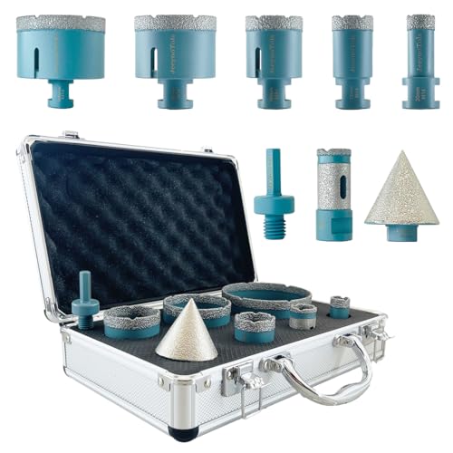 8pcs Higher Quality Diamond Hole Saw Drill Bit, 20/35/50/68/100mm Drill Bits & 25mm Drill Milling Bit & 50mm Beveling Chamfer Bit & Adapter For Ceramic Tile Marble Porcelain With M14 Thread, Tile Bit, von JeeynoTols
