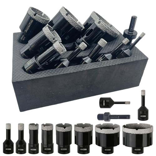 JeeynoTols 11PCs Diamond Core Drill Kit Tile bit,No Box,6/8/10/12/20/25/35/40/55/68mm Drill Bits & Hex Shank Adapter, M14 Thread for Ceramic Tile Marble Porcelain.Hole Saw Diamond Drill Bit Set JeeynoTols 11PCs Diamond Core Drill Kit Tile bit,No Box,6/8/10/12/20/25/35/40/55/68mm Drill Bits & Hex Shank Adapter, M14 Thread for Ceramic Tile Marble Porcelain.Hole Saw Diamond Drill Bit Set von JeeynoTols
