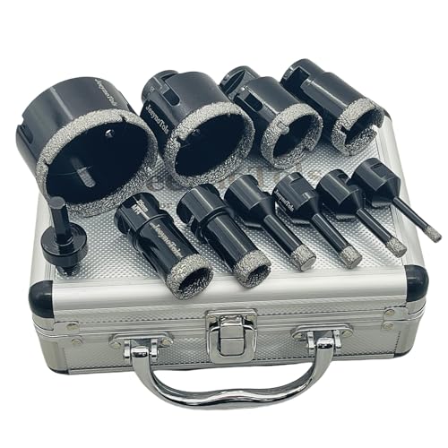 JeeynoTols 11PCs Diamond Tile Drill Bit Set,6/8/ 10/12/20/25/35/40/55/68mm Drill Bits &Hex Shank Adapter, M14 Thread for Ceramic Tile Marble Porcelain.Diamond Core Drill Bit Kit JeeynoTols 11PCs Diamond Tile Drill Bit Set,6/8/ 10/12/20/25/35/40/55/68mm Drill Bits &Hex Shank Adapter, M14 Thread for Ceramic Tile Marble Porcelain.Diamond Core Drill Bit Kit von JeeynoTols