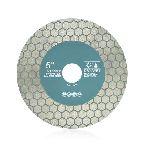 JeeynoTols Fliesen-Diamant-Sägeblatt - 5"/125mm Doppelt beschichtet Trenn- und Schleifscheibe Bohrung 22.23mm-16mm für Granit Marmor Quarz Keramik Porzellan Blatt JeeynoTols Fliesen-Diamant-Sägeblatt - 5"/125mm Doppelt beschichtet Trenn- und Schleifscheibe Bohrung 22.23mm-16mm für Granit Marmor Quarz Keramik Porzellan Blatt von JeeynoTols