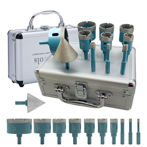 Jeeynotols 11PCs Diamond Tile Bit Set,6/8/10/20/25/28/32/35/45/65mm Core Drill Bits,Trangle Shank & 50mm Beveling Chamfer Bit for Ceramic Tile Marble Porcelain Jeeynotols 11PCs Diamond Tile Bit Set,6/8/10/20/25/28/32/35/45/65mm Core Drill Bits,Trangle Shank & 50mm Beveling Chamfer Bit for Ceramic Tile Marble Porcelain von JeeynoTols