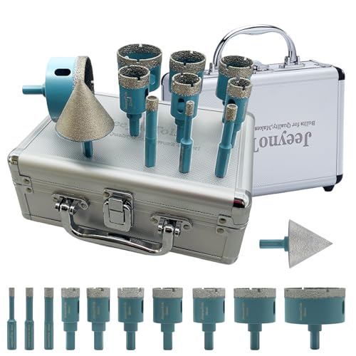 Jeeynotols 11PCs Hole Saw Diamond Drill Bit Set,6/8/10/20/25/28/32/35/45/65mm Drill Bits,Trangle Shank & 50mm Beveling Chamfer Bit for Ceramic Tile Marble Porcelain Jeeynotols 11PCs Hole Saw Diamond Drill Bit Set,6/8/10/20/25/28/32/35/45/65mm Drill Bits,Trangle Shank & 50mm Beveling Chamfer Bit for Ceramic Tile Marble Porcelain von JeeynoTols