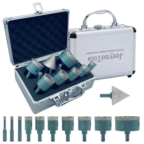 Jeeynotols Higher Quality Dry Diamond Tile Bit Set, 11PCs 6/8/10/20/25/28/32/35/45/65mm Core Drill Bits,Trangle Shank & 50mm Beveling Chamfer Bit for Ceramic Tile Marble Porcelain,Hole Saw Kit Jeeynotols Higher Quality Dry Diamond Tile Bit Set, 11PCs 6/8/10/20/25/28/32/35/45/65mm Core Drill Bits,Trangle Shank & 50mm Beveling Chamfer Bit for Ceramic Tile Marble Porcelain,Hole Saw Kit von JeeynoTols