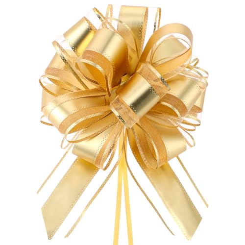 Jeffdad 10 Stück Große Geschenkschleife, 18 cm Ziehschleife Geschenk Schleife mit Geschenkbänder Dekoschleifen für Basteln Verpacken Hochzeit Geburtstag Geschenkverpackung(Gold) von Jeffdad