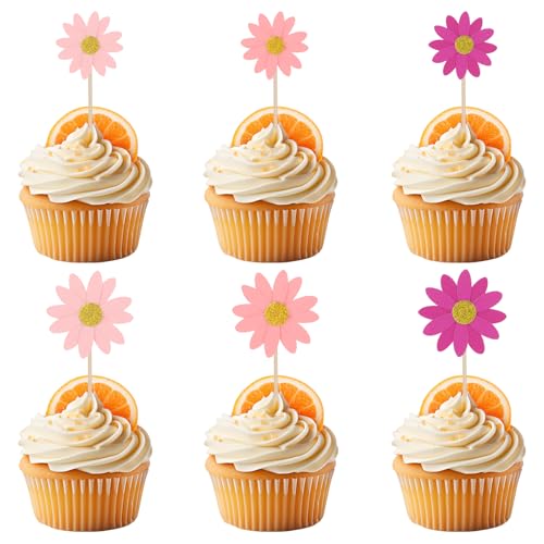 Jeffdad 24 Stück Glitter Cupcake Topper, Muffin Topper Cupcake Deko Blumen Tortendeko Mehrfarbig Gänseblümchen Kuchendeko Muffin Deko für Hochzeitstorte Deko Topper Ice-Cream Party Dekoration Jeffdad 24 Stück Glitter Cupcake Topper, Muffin Topper Cupcake Deko Blumen Tortendeko Mehrfarbig Gänseblümchen Kuchendeko Muffin Deko für Hochzeitstorte Deko Topper Ice-Cream Party Dekoration von Jeffdad