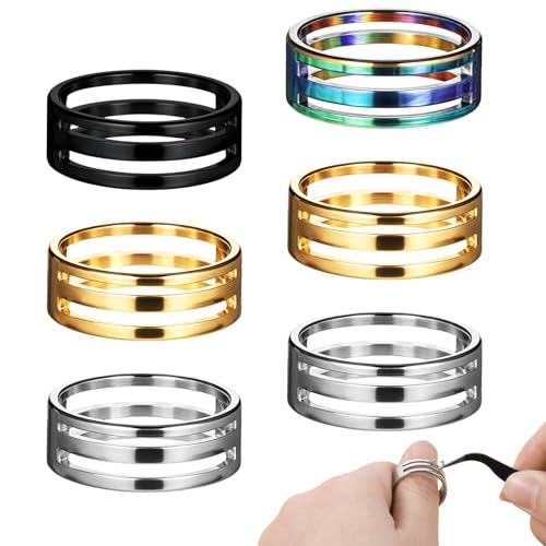 Jeffdad Biegeringöffner, Edelstahl-Binderingöffner, Fingerwerkzeug, Öffnungsringe, Werkzeug für Biegeringe zur Schmuckherstellung (Schwarz, Silber, Gold, Bunt), 6 Stück von Jeffdad
