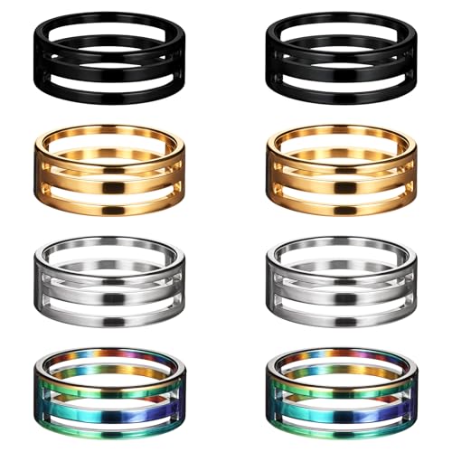 Jeffdad Biegeringöffner, Fingerwerkzeug, Edelstahl-Binderingöffner, Ring für Schmuckherstellung, Binderinge, Spaltringe, Kreis-Bindering-Werkzeug für Bastelprojekte (Schwarz, Silber, Gold, Bunt), 8 von Jeffdad