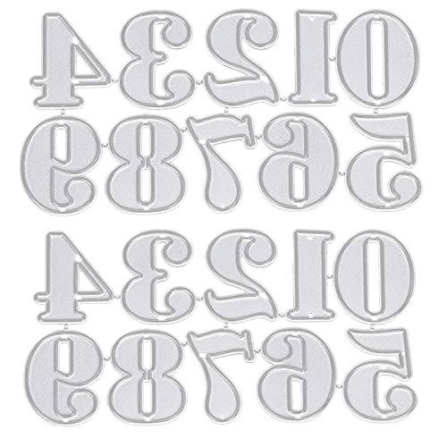 2 Stück Metall-Stanzformen mit Zahlen, Stanzplatten aus Kohlenstoffstahl für Papierbasteln, Scrapbooking, Kartenherstellung und Heimdekoration von Jeffergarden