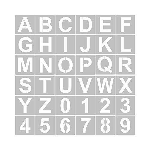 Buchstaben- und Nummer Schablonen Waschbares Haustier Alphabet Schablonen DIY Kunsthandwerk Dekorative Vorlagen Zum Malen an Holzgewebewand oder Tür (36pcs & 4 Zoll) von Jeffergarden
