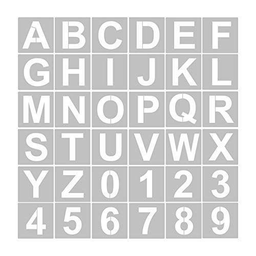 Buchstaben- und Nummer Schablonen Waschbares Haustier Alphabet Schablonen DIY Kunsthandwerk Dekorative Vorlagen Zum Malen an Holzgewebewand oder Tür (36pcs & 5 Zoll) von Jeffergarden