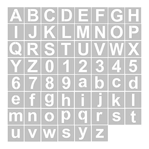 Buchstaben- und Nummer Schablonen Waschbares Haustier Alphabet Schablonen DIY Kunsthandwerk Dekorative Vorlagen Zum Malen an Holzgewebewand oder Tür (62pcs & 4 Zoll) von Jeffergarden