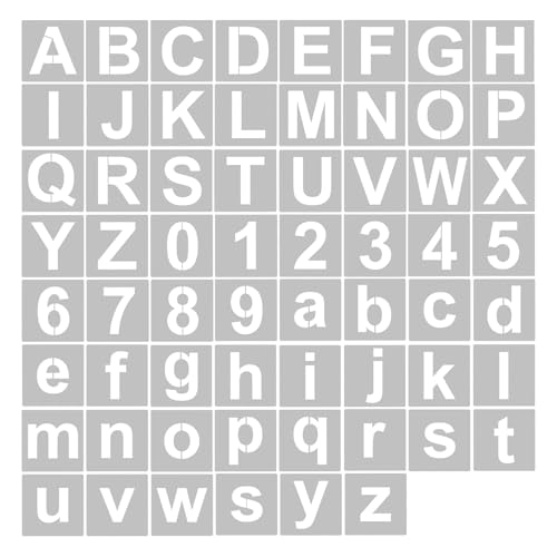 Buchstaben- und Nummer Schablonen Waschbares Haustier Alphabet Schablonen DIY Kunsthandwerk Dekorative Vorlagen Zum Malen an Holzgewebewand oder Tür (62pcs & 5 Zoll) von Jeffergarden