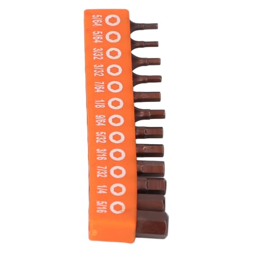 Jeffergarden 12 -pcs -Legierungs -Stahl -Sechskantbit Eingestellt 1/4 Zoll Schaft 25 Mm Länge für Elektrobohrer mit Lagerhalter Imperial Größen von Jeffergarden