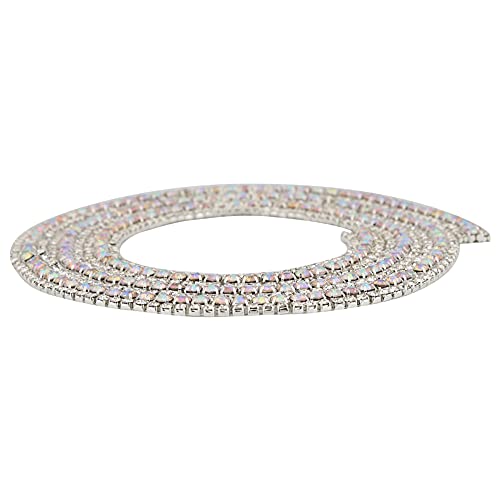 Jeffergarden 3 Meter Strassbänder Rollen Kristall Silber Ribbon Kuchen Dekorationen Glanz Strasssteine ​​für Kleidung (Silber AB) von Jeffergarden