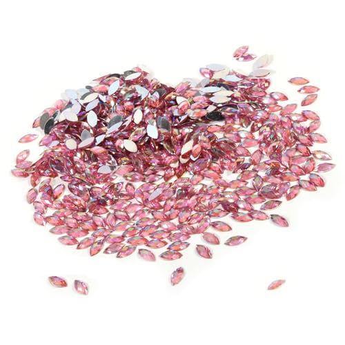Jeffergarden Kristallperle, Zurücknähen Schmuck ohne Loch Hintergründe Accessoires für Strasskleidung 500pcs 7 × 15 Mm für das Kleidungstelefon (Hell-Pink) von Jeffergarden