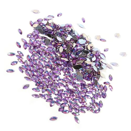 Jeffergarden Kristallperle, Zurücknähen Schmuck ohne Loch Hintergründe Accessoires für Strasskleidung 500pcs 7 × 15 Mm für das Kleidungstelefon (helles Lila) von Jeffergarden
