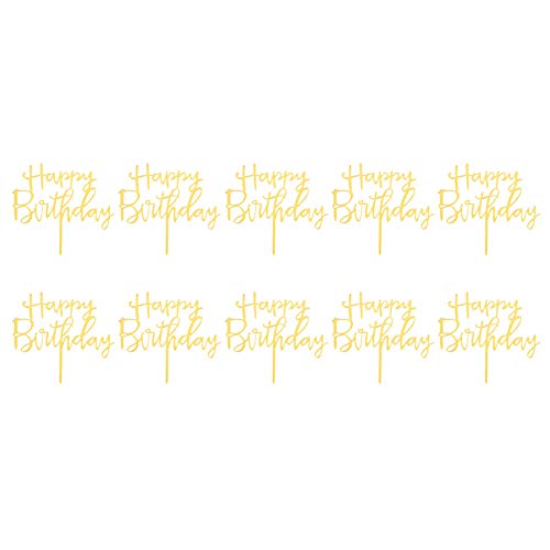 Tortenaufsatz aus Acryl für Geburtstagsfeiern, Hochzeitstortendekorationen, Niedliches Kunstwort „Happy Birthday“, Perfekte Kuchenaufsätze, Perfekt für Cupcake-, Muffin- und von Jeffergarden