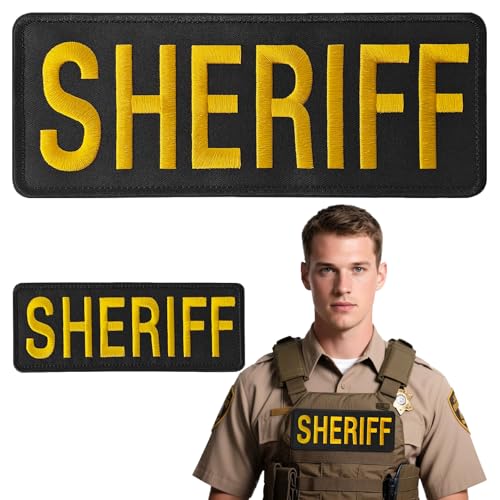 JEFUZH S.heriff Patches mit Klettverschluss-System, Sheriff-Patch für Weste, Jacke, 27,3 x 10,2 cm, Gelb, 2 Stück JEFUZH S.heriff Patches mit Klettverschluss-System, Sheriff-Patch für Weste, Jacke, 27,3 x 10,2 cm, Gelb, 2 Stück von Jefuzh