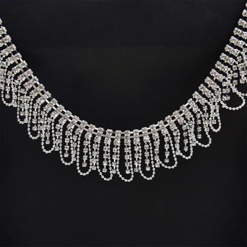 1 Meter Strass kurze Quaste Anhänger Trim Fransen Kristall Kette Halskette Applikation Nähen auf Kleidung Hochzeit Schuhe DIY Dekoration von Jegsnoe