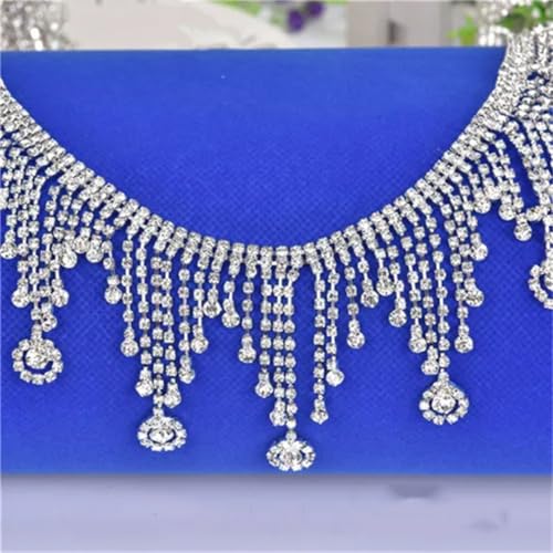 45 cm / 90 cm Strass-Fransen-Kristallkette, Strass-Quasten, Hochzeitsdekoration, zum Aufnähen, für Kleidung, Bänder, Halskette, Zierleiste zum Selbermachen von Jegsnoe
