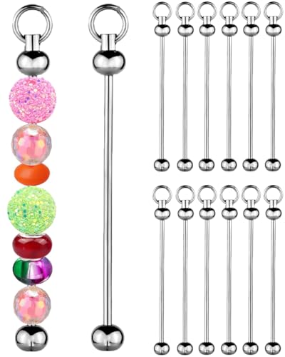 12 Stück Perlenschlüssel-Bars, Rohlinge, Schlüsselanhänger, Stange, Perlen, Schlüsselanhänger-Set, silberfarben, für DIY-Perlen, Bastelbedarf, Geschenk 12 Stück Perlenschlüssel-Bars, Rohlinge, Schlüsselanhänger, Stange, Perlen, Schlüsselanhänger-Set, silberfarben, für DIY-Perlen, Bastelbedarf, Geschenk von JehaYu