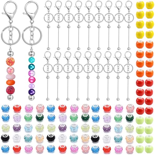 126-teiliges Perlen-Schlüsselanhänger-Set, Perlen-Schlüsselanhänger-Set, Großpackung mit Perlen, Schlüsselbundstäbe, blanko, Perlen-Bar-Set für DIY-Perlen, Bastelbedarf, Geschenk 126-teiliges Perlen-Schlüsselanhänger-Set, Perlen-Schlüsselanhänger-Set, Großpackung mit Perlen, Schlüsselbundstäbe, blanko, Perlen-Bar-Set für DIY-Perlen, Bastelbedarf, Geschenk von JehaYu