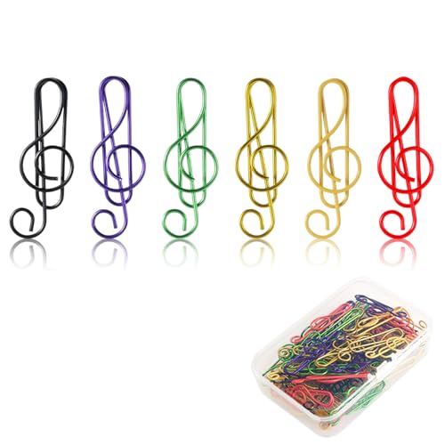 100stücke Notenschlüssel Büroklammern Musik, niedliche süße Deko Clips Büroklammern, Noten Büroklammern, Musiknoten Büroklammern für Schreibtisch, Büro, Schule, Foto, Lesezeichen, Büroklammern von JeiibrZui