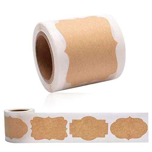 300 Stücke Kraft Etiketten Aufkleber, Etiketten Selbstklebend, Beschriften Geschenksticker, Selbstklebend Aufkleber, Handgemacht Geschenk Dekor Sticker für Flasche Handwerk Geschenkverpackung von JeiibrZui