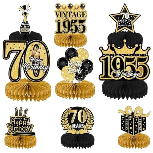 9 Stücke 70 Geburtstag Dekorationen, Schwarz und Gold Happy Birthday Dekorationen, 70 Geburtstag Dekorationen für Männer Frauen, Waben-Tischdekorationen und Geburtstagskonfetti 9 Stücke 70 Geburtstag Dekorationen, Schwarz und Gold Happy Birthday Dekorationen, 70 Geburtstag Dekorationen für Männer Frauen, Waben-Tischdekorationen und Geburtstagskonfetti von JeiibrZui