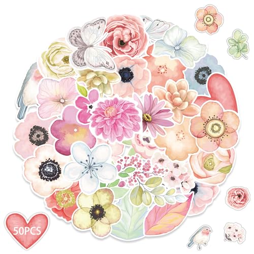 Blumen Sticker, Pack of 50 Pril Blumen Aufkleber, Waterproof Vinyl Blumen Aufkleber, Reusable Plant Stickers for Water Bottles, Luggage, Bicycle, Guitar, Suitcase, Diary, Scrapbook, Mobile Phone Blumen Sticker, Pack of 50 Pril Blumen Aufkleber, Waterproof Vinyl Blumen Aufkleber, Reusable Plant Stickers for Water Bottles, Luggage, Bicycle, Guitar, Suitcase, Diary, Scrapbook, Mobile Phone von JeiibrZui