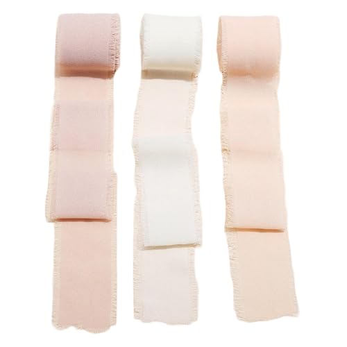 Chiffonband, Seiden-Satinband, ausgefranste Chiffonbänder für Geschenkverpackungen, Basteln, Hochzeit, Blumenstrauß, Urlaubsdekoration (5 m, 3 Rollen) von JeiibrZui