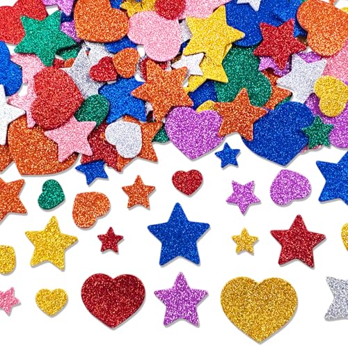 Glitzernde Schaumstoff Aufkleber, 360 Stück Glitter Schaumstoff Aufkleber, Sterne Moosgummi Sticker, Bunte Sterne Herz Sticker, Sticker Set für Kinder für Kunsthandwerk Sammelalben DIY Dekoration Glitzernde Schaumstoff Aufkleber, 360 Stück Glitter Schaumstoff Aufkleber, Sterne Moosgummi Sticker, Bunte Sterne Herz Sticker, Sticker Set für Kinder für Kunsthandwerk Sammelalben DIY Dekoration von JeiibrZui