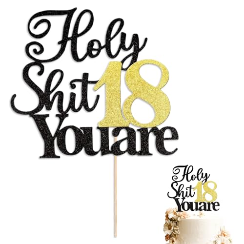 Happy Birthday Cake Topper, Happy 18th Birthday Cake Topper, Happy 18 Birthday Cake Decoration for Boys Eighteen Anniversary Birthday Party Decor, Black Gold Glitter Happy Birthday Cake Topper, Happy 18th Birthday Cake Topper, Happy 18 Birthday Cake Decoration for Boys Eighteen Anniversary Birthday Party Decor, Black Gold Glitter von JeiibrZui