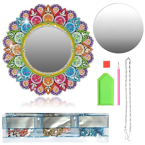 JeiibrZui 5D Diamond Painting Spiegel, Diamond Painting Schmuckkästchen Basteln Mädchen, Kreatives DIY Diamond Art Bastelset Geburtstag Spielzeug, Kreativ Geschenke für Mädchen Teenager Erwachsene von JeiibrZui
