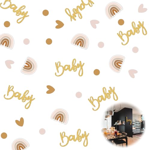 Konfetti für Babypartys, 60 Stück, goldfarben, Tischstreuung, Regenbogen, Dekoration, für Baby-Geschlechtsoffenbarung, Geburtstagsparty-Dekoration für Babyparty oder Baby-Geschlecht Konfetti für Babypartys, 60 Stück, goldfarben, Tischstreuung, Regenbogen, Dekoration, für Baby-Geschlechtsoffenbarung, Geburtstagsparty-Dekoration für Babyparty oder Baby-Geschlecht von JeiibrZui