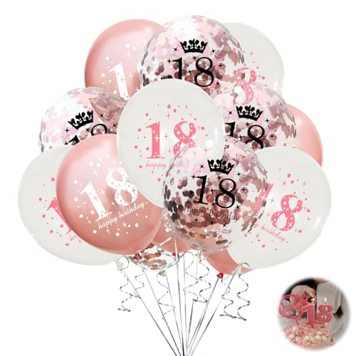 Rose Gold Geburtstag Dekorationen Set, 18 Geburtstag Dekorationen, Rose Gold Happy 18th Birthday Luftballons für Mädchen Jungen, 18 Geburtstag Dekor Supplies, 12 Zoll Rose Gold Geburtstag Dekorationen Set, 18 Geburtstag Dekorationen, Rose Gold Happy 18th Birthday Luftballons für Mädchen Jungen, 18 Geburtstag Dekor Supplies, 12 Zoll von JeiibrZui