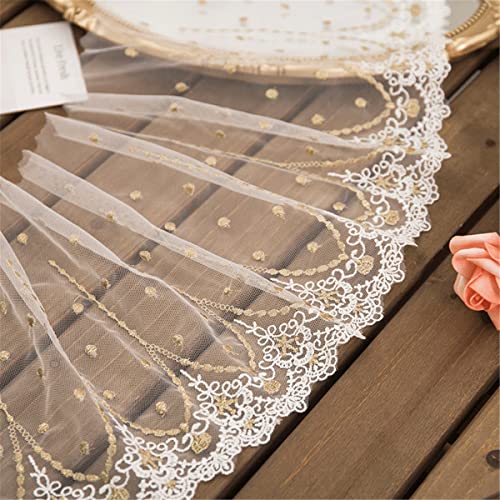 1 Yard 23 cm Bestickte Spitzenborte Spitzenband Tüll-Stoff-Applikation Stickerei Spitze Band Borten BäNder HäKelspitze Bortenband Lace Ribbon StoffbordüRe WäSchespitze TextilbordüRe für Nähen,Gold von JekyTMP