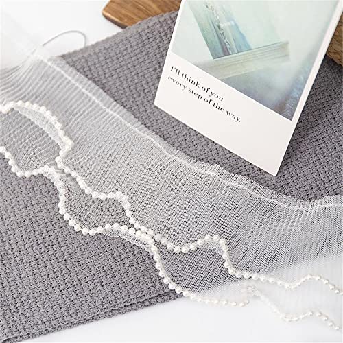 1 Yard 8 CM Doppellagige Netzstoff-Rüschenperlen-Spitzenborte, Spitzenband Stoffbordüren Rüschen Borte Dekoband ChiffonBorte Tüll Spitze Meterware Geraffte Borte Borten und Bänder zum Nähen,Weiss 1 Yard 8 CM Doppellagige Netzstoff-Rüschenperlen-Spitzenborte, Spitzenband Stoffbordüren Rüschen Borte Dekoband ChiffonBorte Tüll Spitze Meterware Geraffte Borte Borten und Bänder zum Nähen,Weiss von JekyTMP